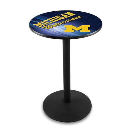 Holland Bar Stool Co 36" Blk Wrinkle Michigan Pub Table, 28" dia. Top L214B3628MichUn-D2